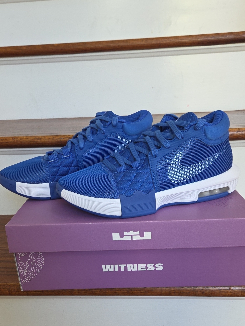 LeBron Witness VIII TB Blue/White mens sneaker size 8.5 NIB